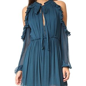 You and I Sleeveless Cold Shoulder Ruffle Dress